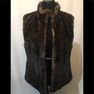 Reversible brown satin/faux fur vest Sz 10/12